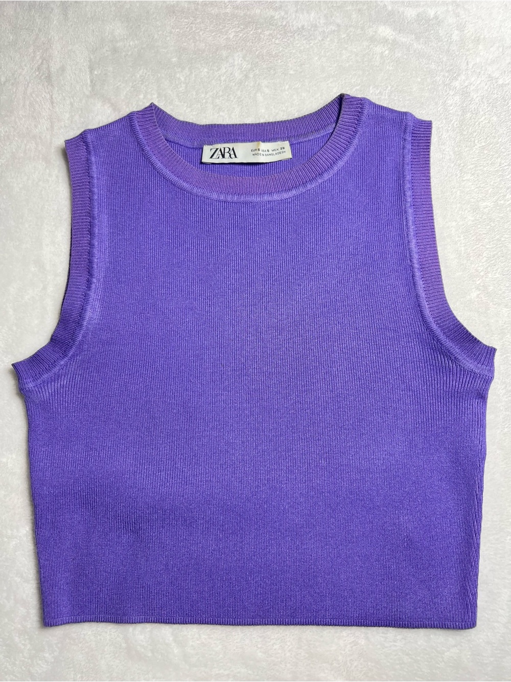 ZARA Purple Ribbed Knit Crop Tank Top - size XS